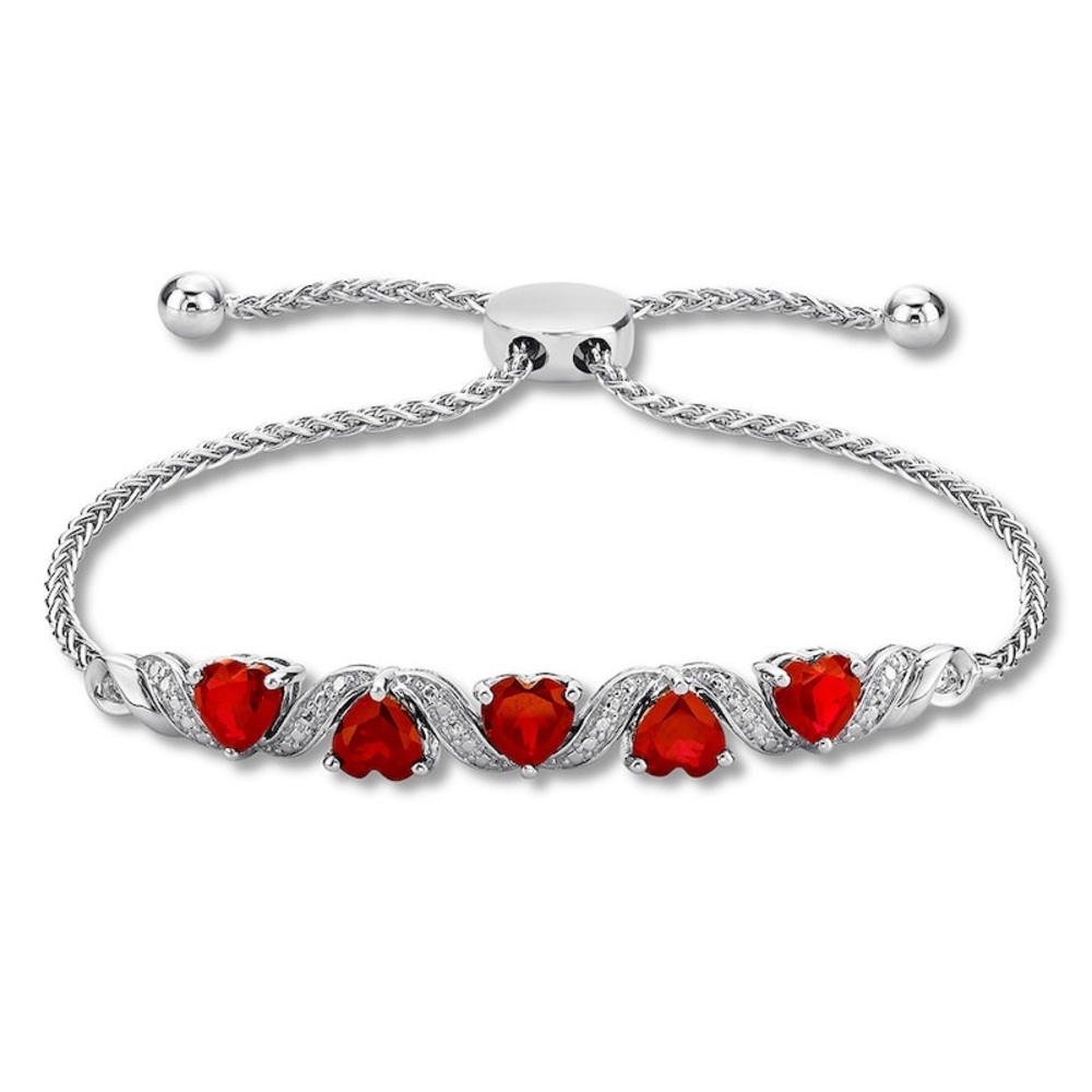 Kay Jewelers Ruby Heart Sterling Silver Bracelet